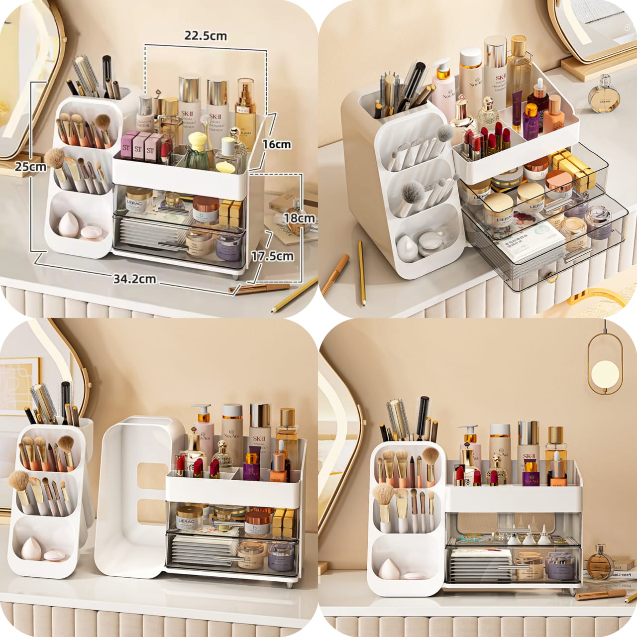 Versatile Luxury Cosmetics Box With Makeup Brush Organiser