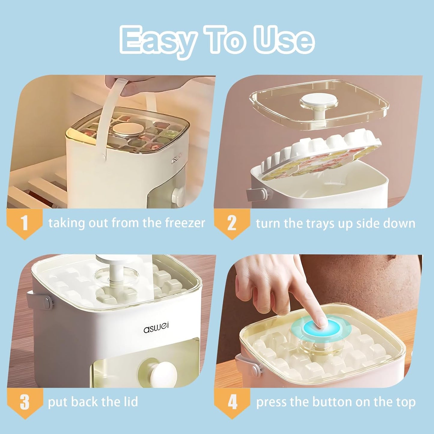 Pressing Ice Cube Molds, Ice Making Boxes and Ice Hockey Tools For Freezing