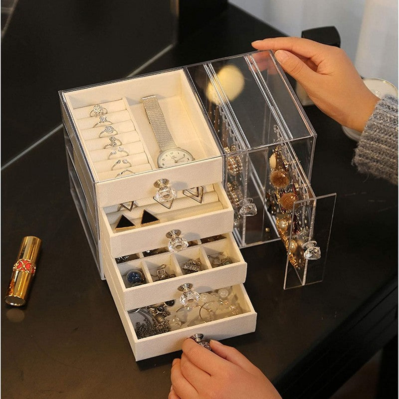 Jewellery Organizer 4 Trays for Women and Girls Earring Ring Necklace Bracelet & Watch Organizer