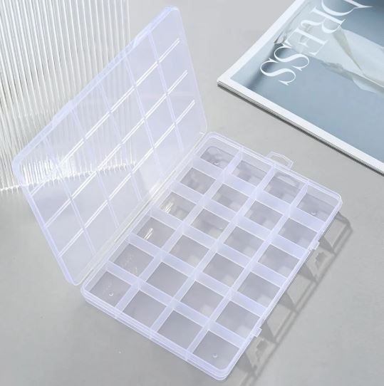 24 Grid Plastic Organizer Jewelry Storage Box Container Transparent Shape