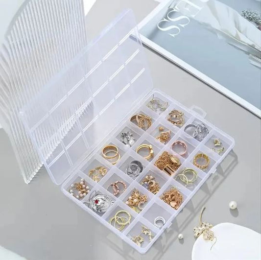 24 Grid Plastic Organizer Jewelry Storage Box Container Transparent Shape