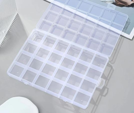 24 Grid Plastic Organizer Jewelry Storage Box Container Transparent Shape