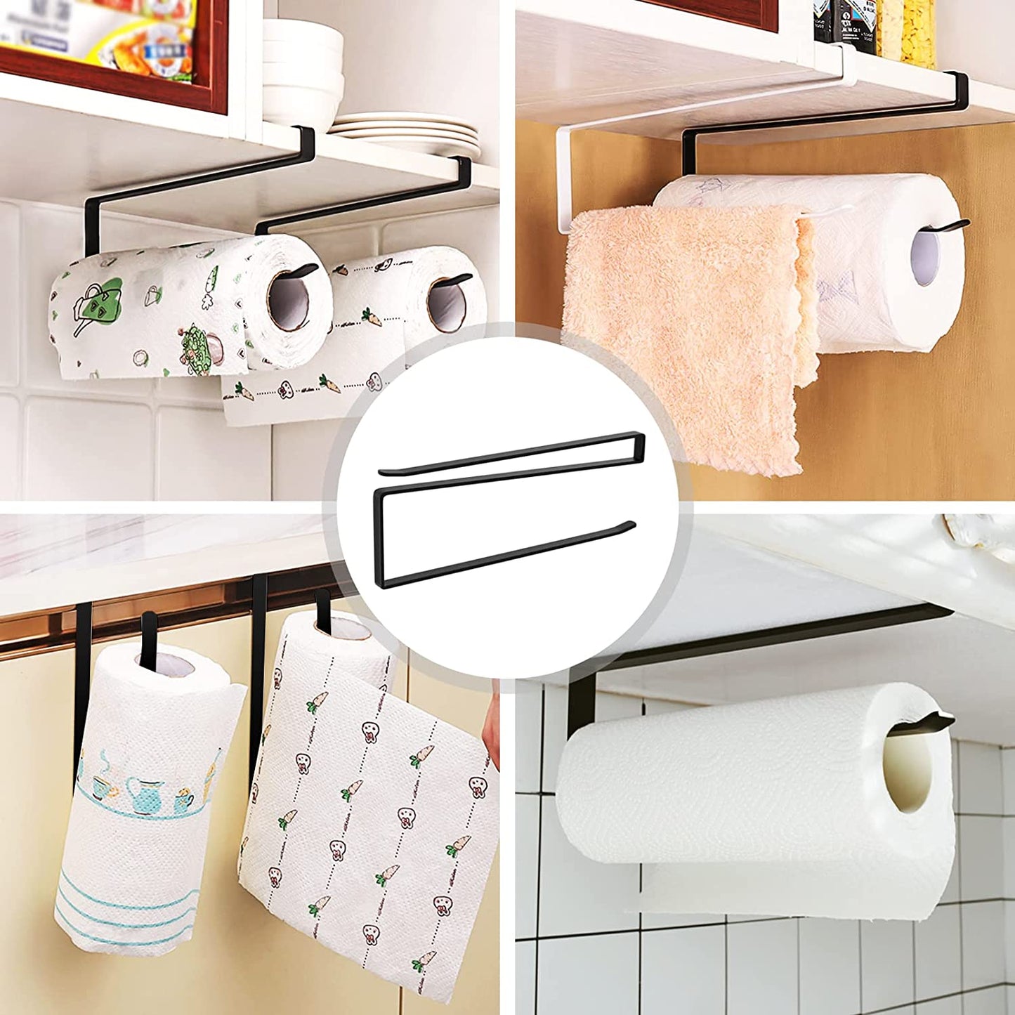 Kitchen Roll Holder No Drilling Required Kitchen Paper Holder (Black)