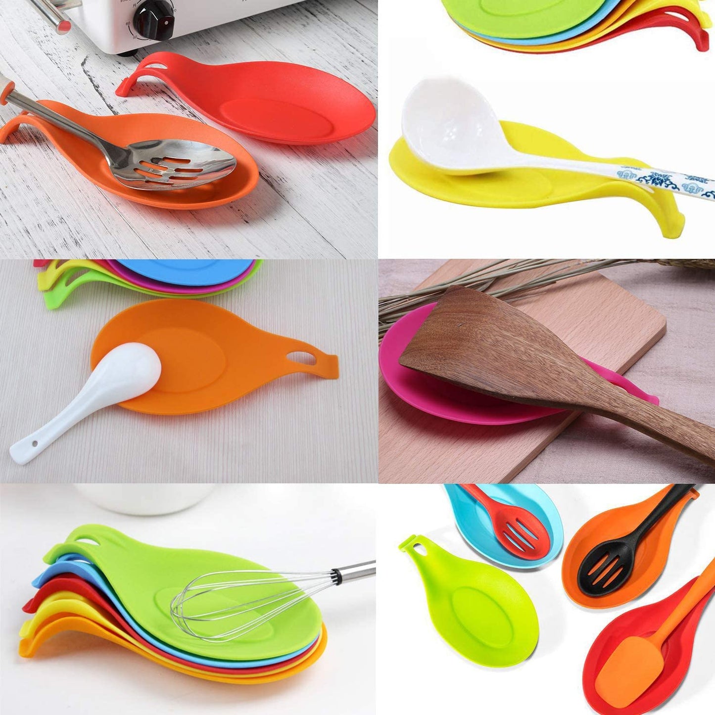 Kitchen Silicone Spoon Rest, Flexible Almond-Shaped, Silicone Kitchen Utensil Rest Ladle Spoon Holder BPA Free