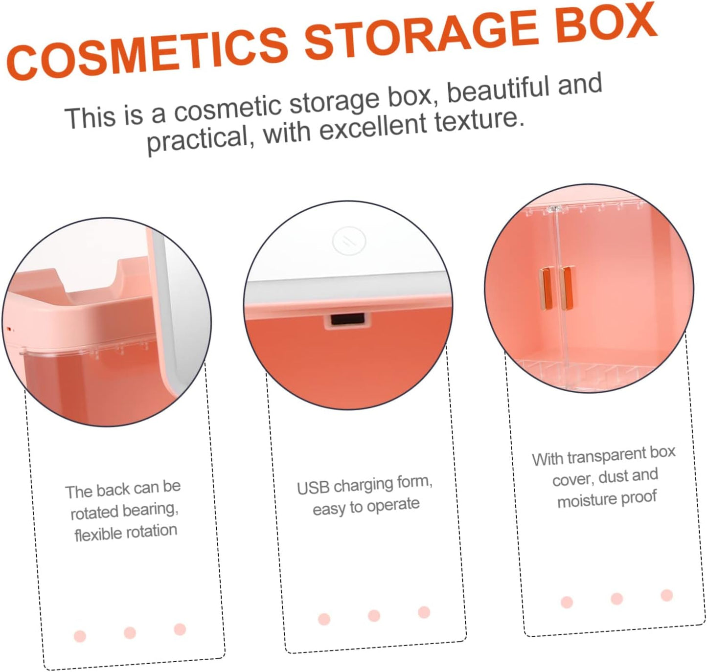 Makeup Jewelry Organizer Tray Box, LED Cosmetic Storage Box