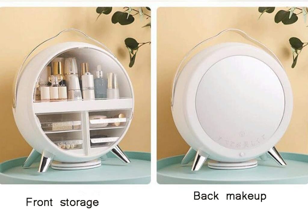 LED Cosmetic Storage Box, Dressing Table Storage Cosmetic Storage Box (White)