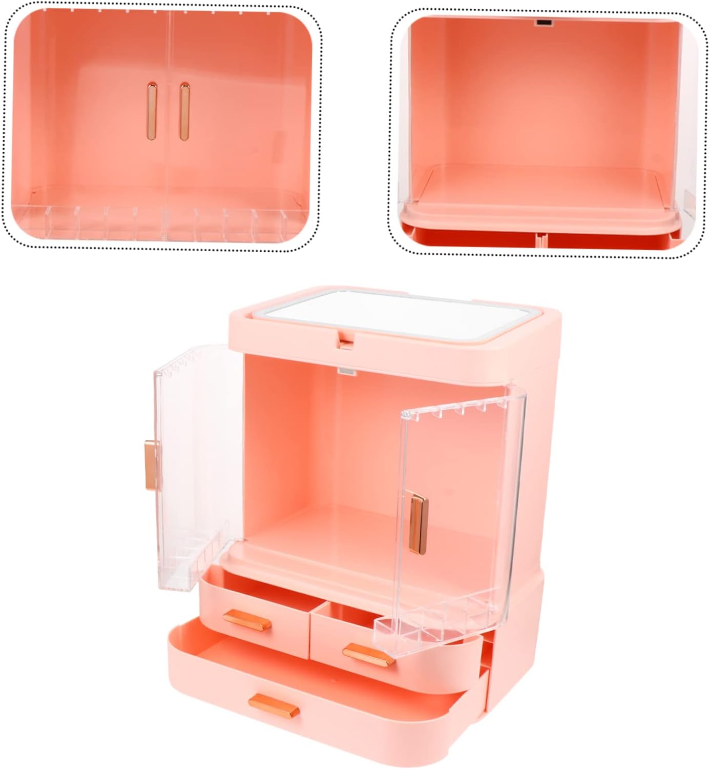 Makeup Jewelry Organizer Tray Box, LED Cosmetic Storage Box