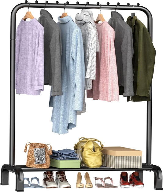 Large Space Clothes Rail, Stable, Minimalist Design Freestanding Clothes Rack For Bedroom, Black