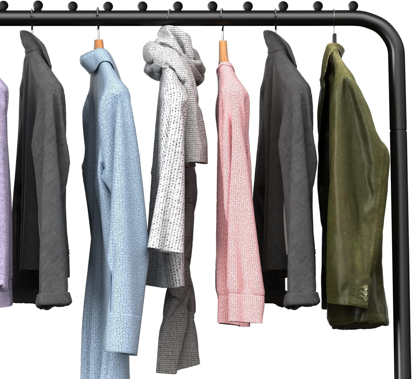 Large Space Clothes Rail, Stable, Minimalist Design Freestanding Clothes Rack For Bedroom, Black