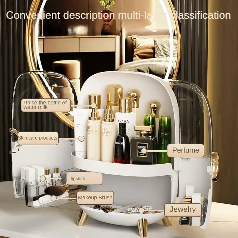 Light Luxury Modern Cosmetic Organizer, Skin Care Lipstick Makeup Brush Jewelry Storage Box