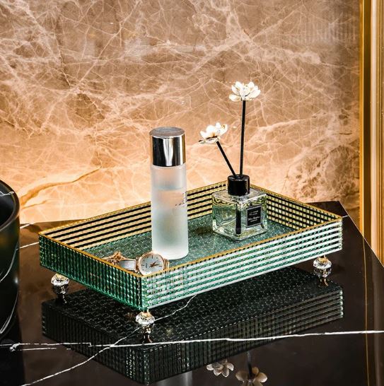 Luxurious Vanity Tray with Skincare Organizers, Perfume And Cosmetic Organization Rack, Dressing Table Storage Holder