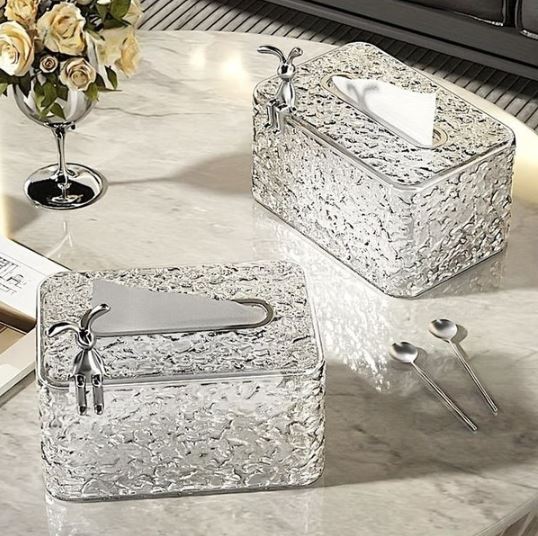 Rabbit Hammered Luxury Tissue Box Cover