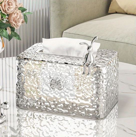 Rabbit Hammered Luxury Tissue Box Cover