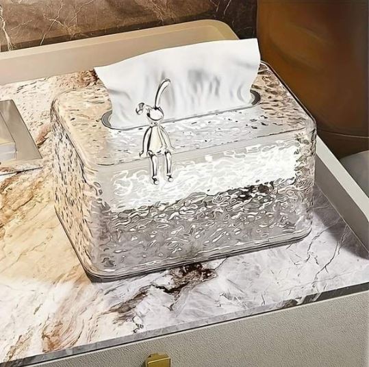 Rabbit Hammered Luxury Tissue Box Cover