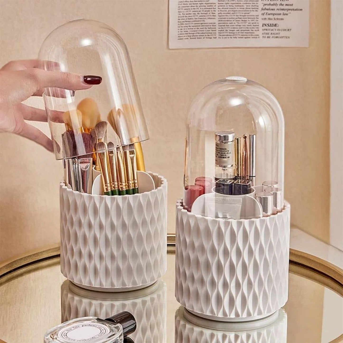 Makeup Brush Holder, Rotating Waterproof Brush Holder Cosmetic Storage Box