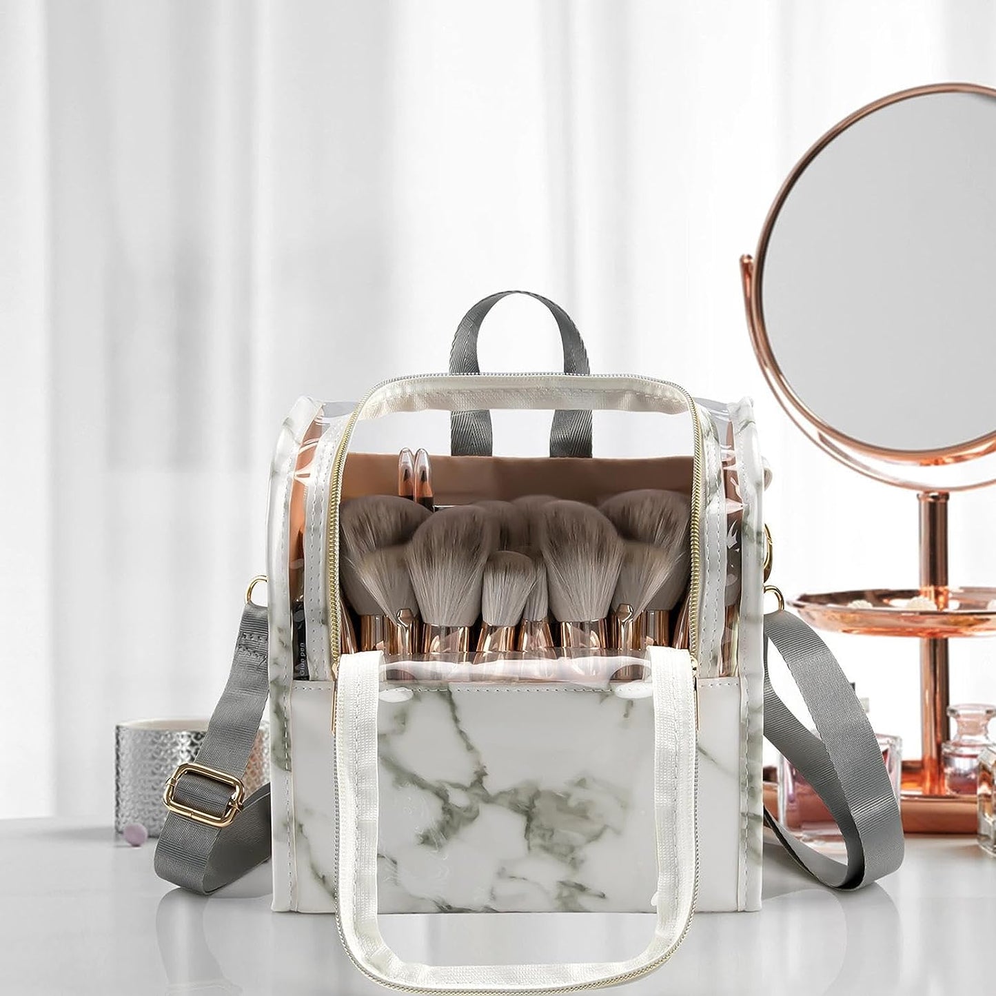 Makeup Organizer Bag With Hanging Hook, Toiletries Organizer With Shoulder Strap