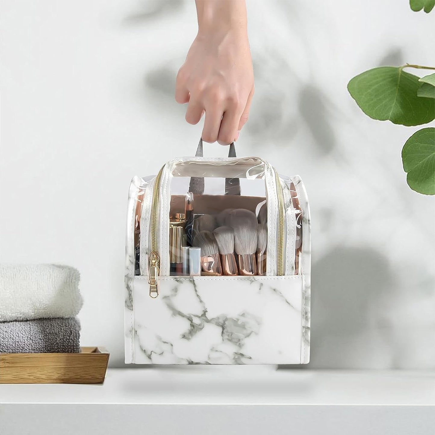 Makeup Organizer Bag With Hanging Hook, Toiletries Organizer With Shoulder Strap