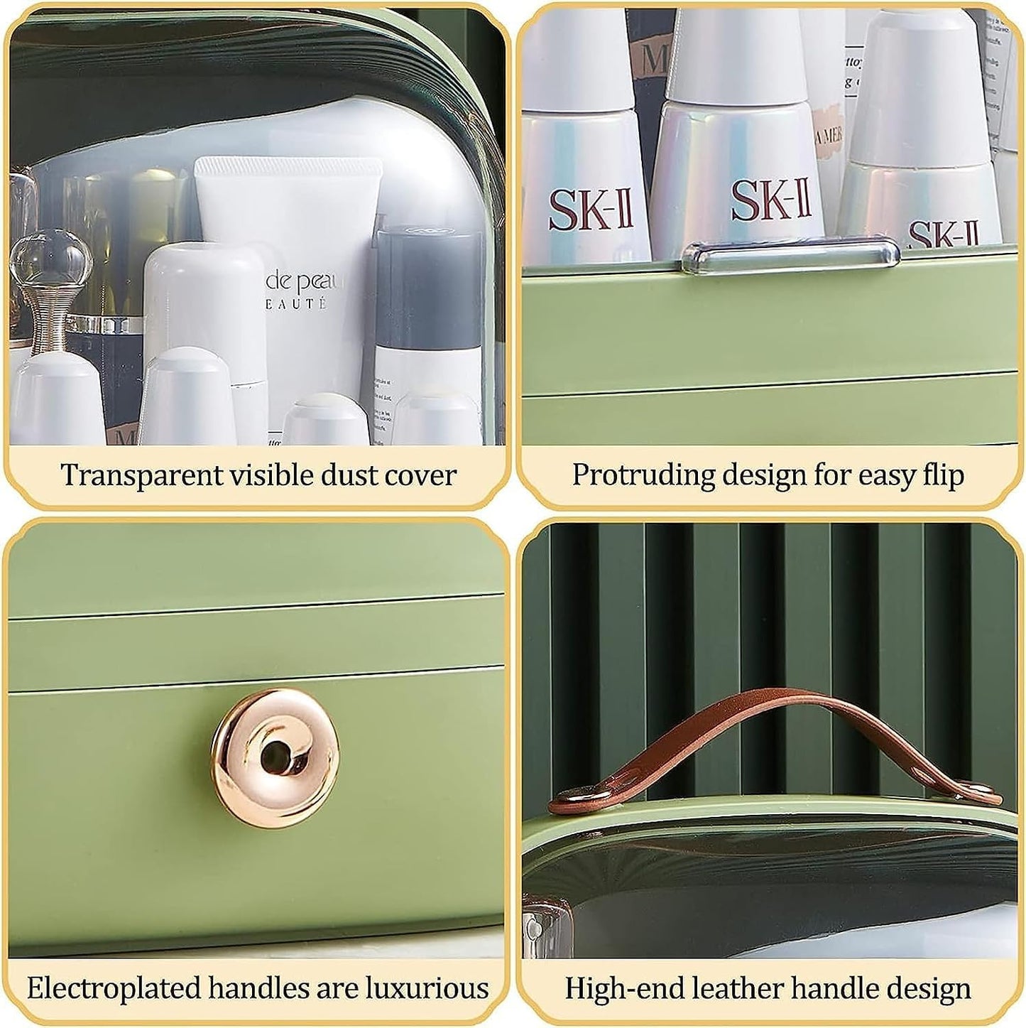 Waterproof And Dustproof Makeup Organizer & Storage, Cosmetics Display Cabinet With Lid And Drawer
