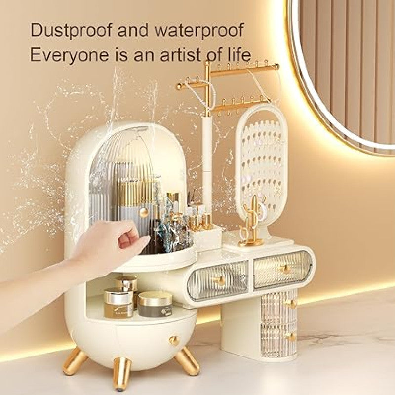 Countertop Portable Cosmetic Organizer Makeup Storage Organizer Box with Jewelry Shelf
