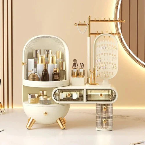Countertop Portable Cosmetic Organizer Makeup Storage Organizer Box with Jewelry Shelf