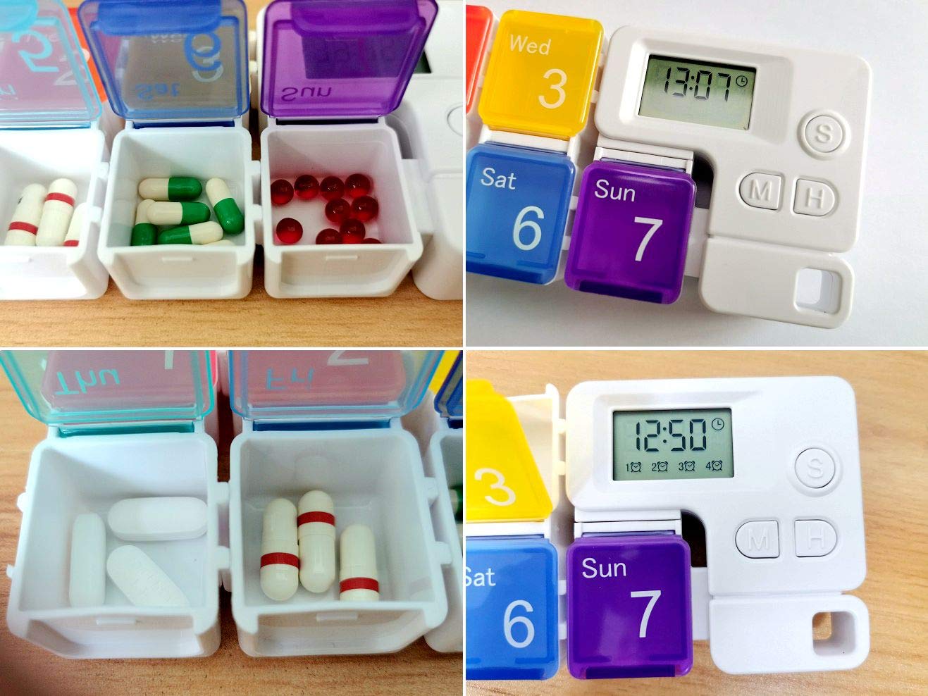 7 Day Pill Dispenser Organizer with Reminder Alarm, BPA Free Portable Travel Vitamins Medicine Pill Box Case