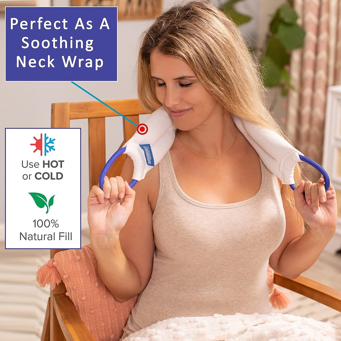 Moist & Heat Neck Warmer, Heating Pad For Neck, Sore Muscles, Period Cramps - Microwavable Heating Pad