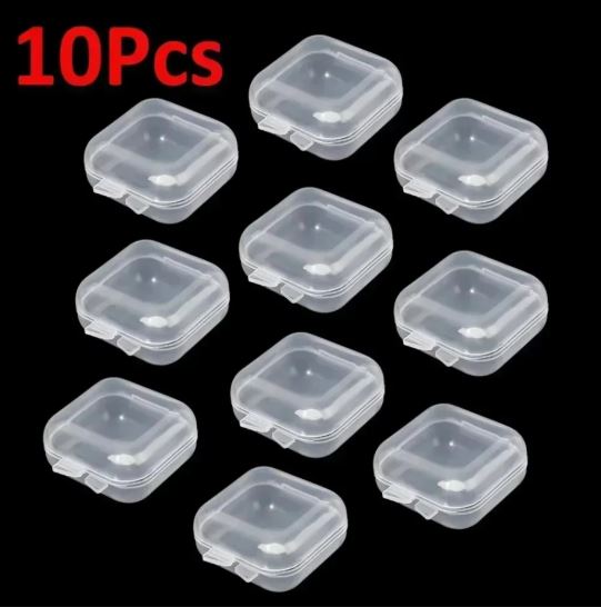 (Pack of 10) Portable Clear Square Plastic Mini Jewelry Storage Box for Jewelry Display