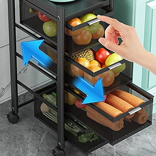 Modern Metal Kitchen Trolleys For Home, Square Design Fruits & Vegetable Organizer