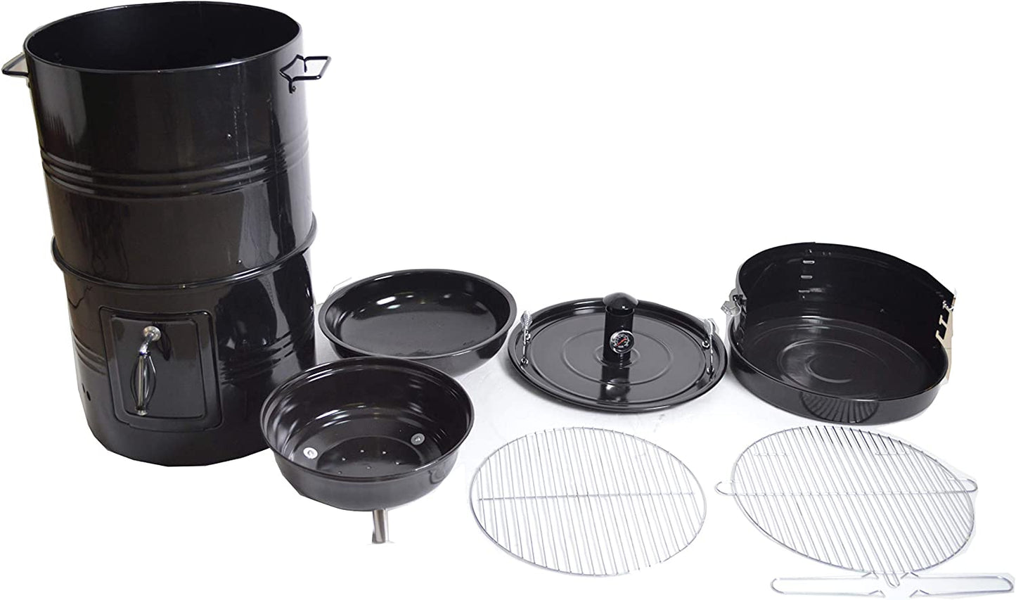 CMI Vertical Charcoal Smoker Grill 18 Inch, Heavy Duty Round BBQ Grill Multi-Function Barrel Grill For Outdoor Cooking, Black