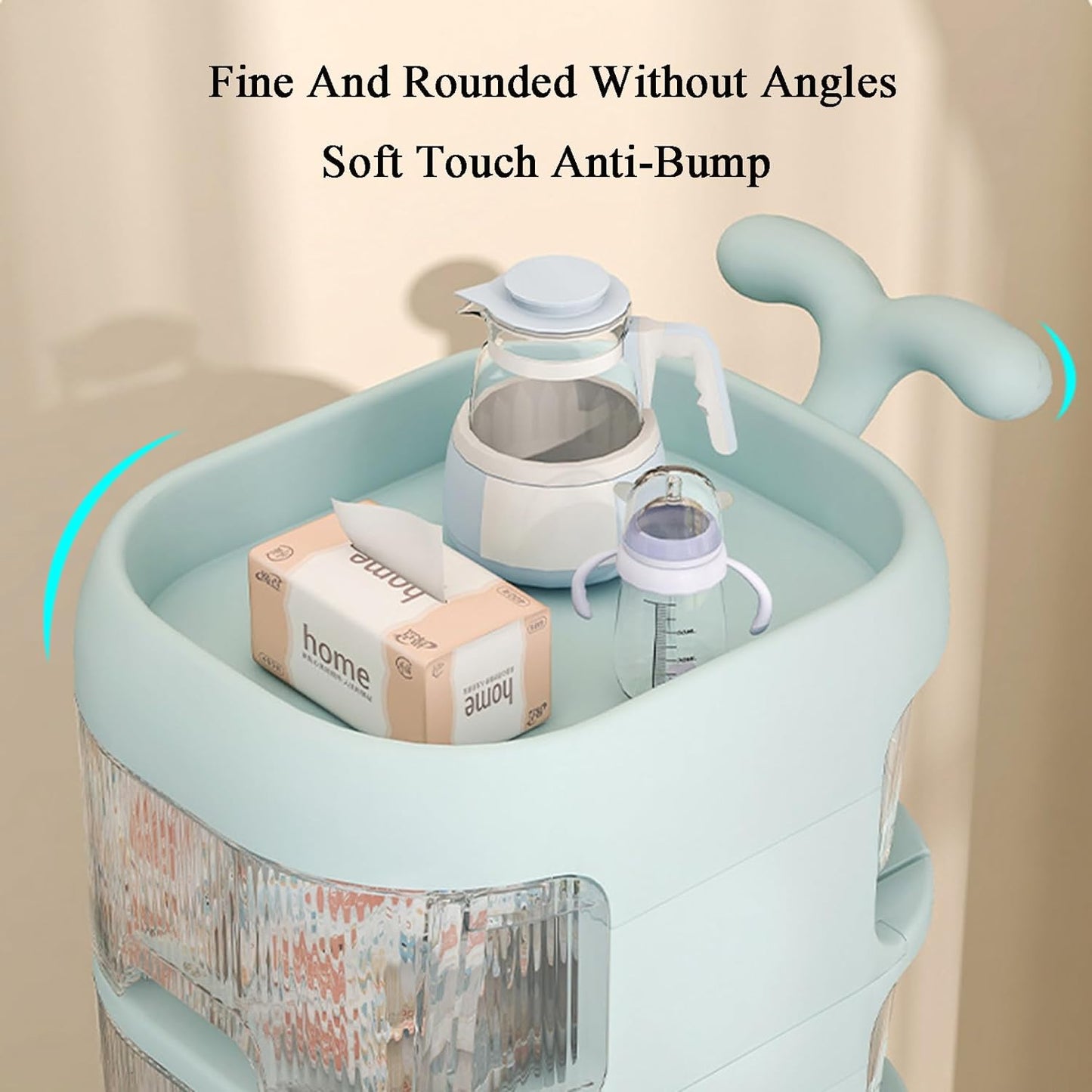 3-4 Layer Whale Cart Multi-Layer Bedside Mobile Snack Storage Rack, Waterproof Freestanding Storage Cabinet
