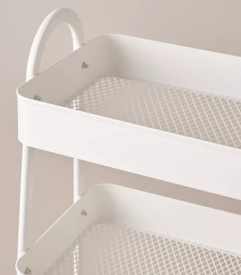 Multi-Purpose Utility Rolling Mobile Cart Trolley Organizer With 3 Tier Drawer Units & Metal Mesh Shelving