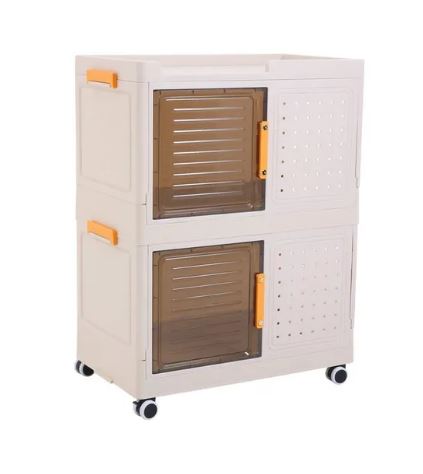 Narrow Storage Cabinet Multifunctional Foldable Storage Cabinet with Wheels and Hooks