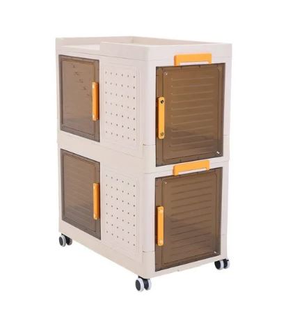 Narrow Storage Cabinet Multifunctional Foldable Storage Cabinet with Wheels and Hooks