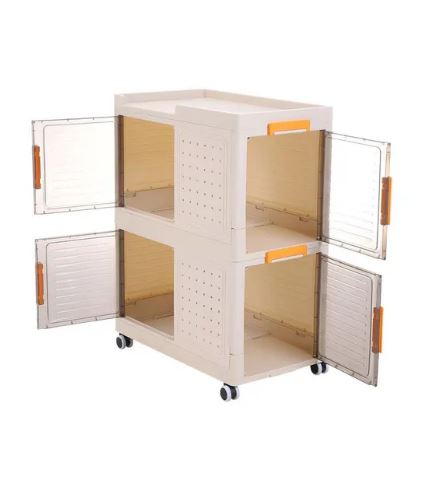 Narrow Storage Cabinet Multifunctional Foldable Storage Cabinet with Wheels and Hooks