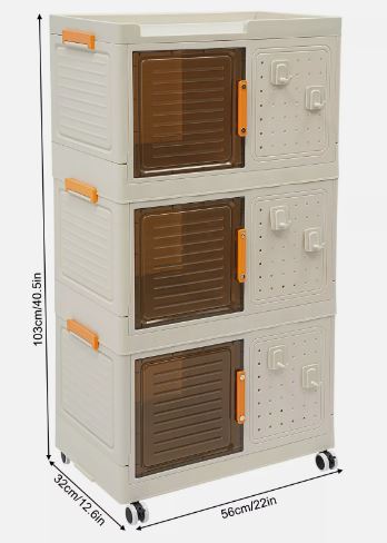 Narrow Storage Cabinet Multifunctional Foldable Storage Cabinet with Wheels and Hooks