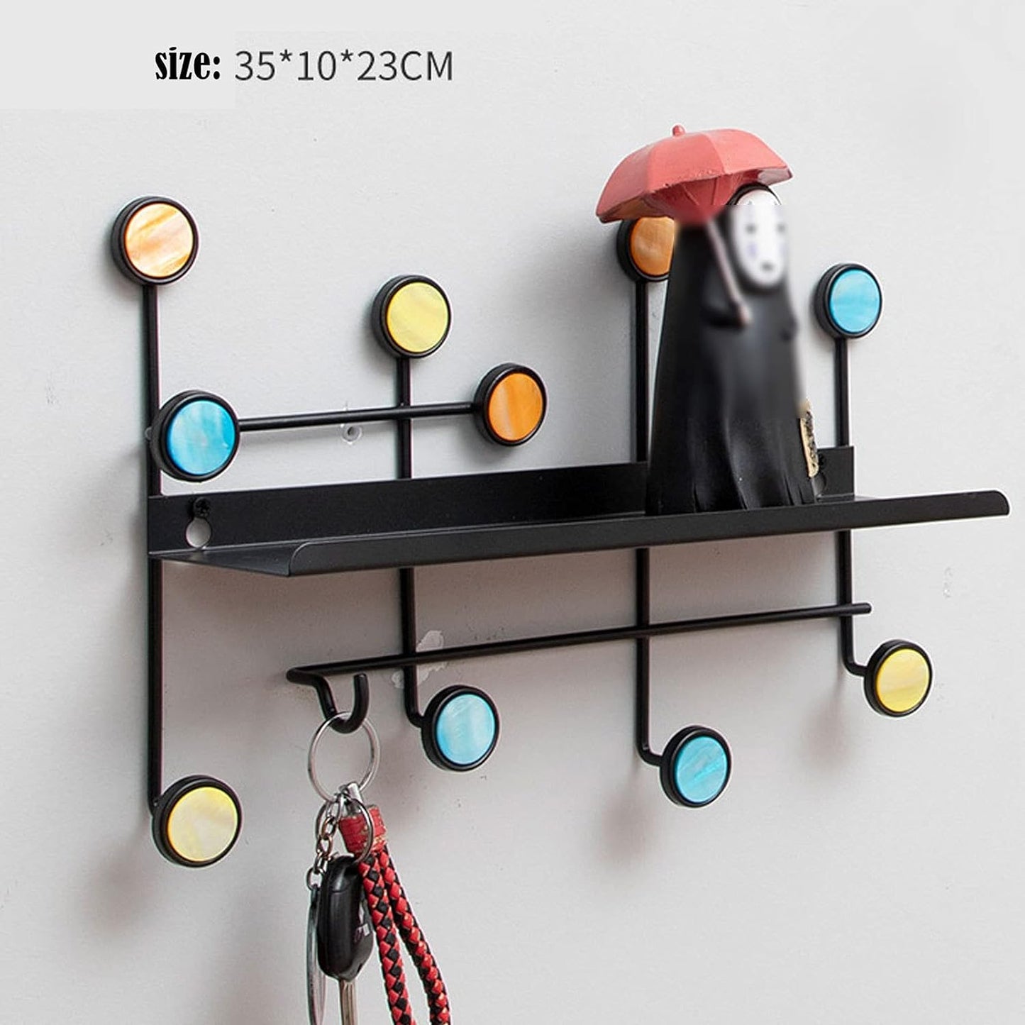 Nordic Style Wall Shelf With Hooks, Wall Decor - Rectangle