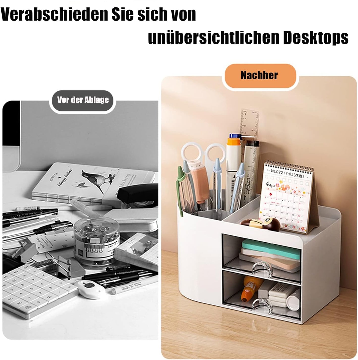 Office Desk Organiser With Drawer, Mini Office Supplies And Desk Accessories