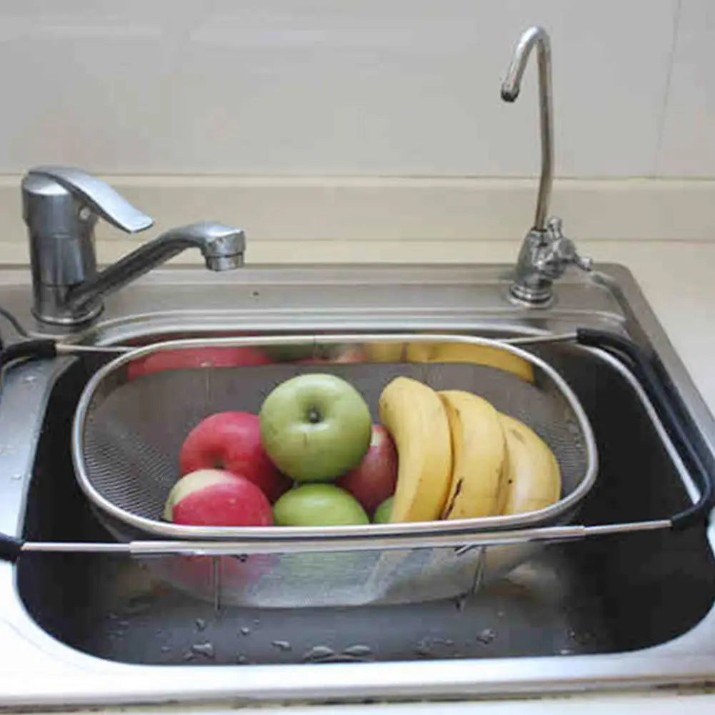 Over The Sink Stainless Steel Colander Strainer Basket, Drain Basket