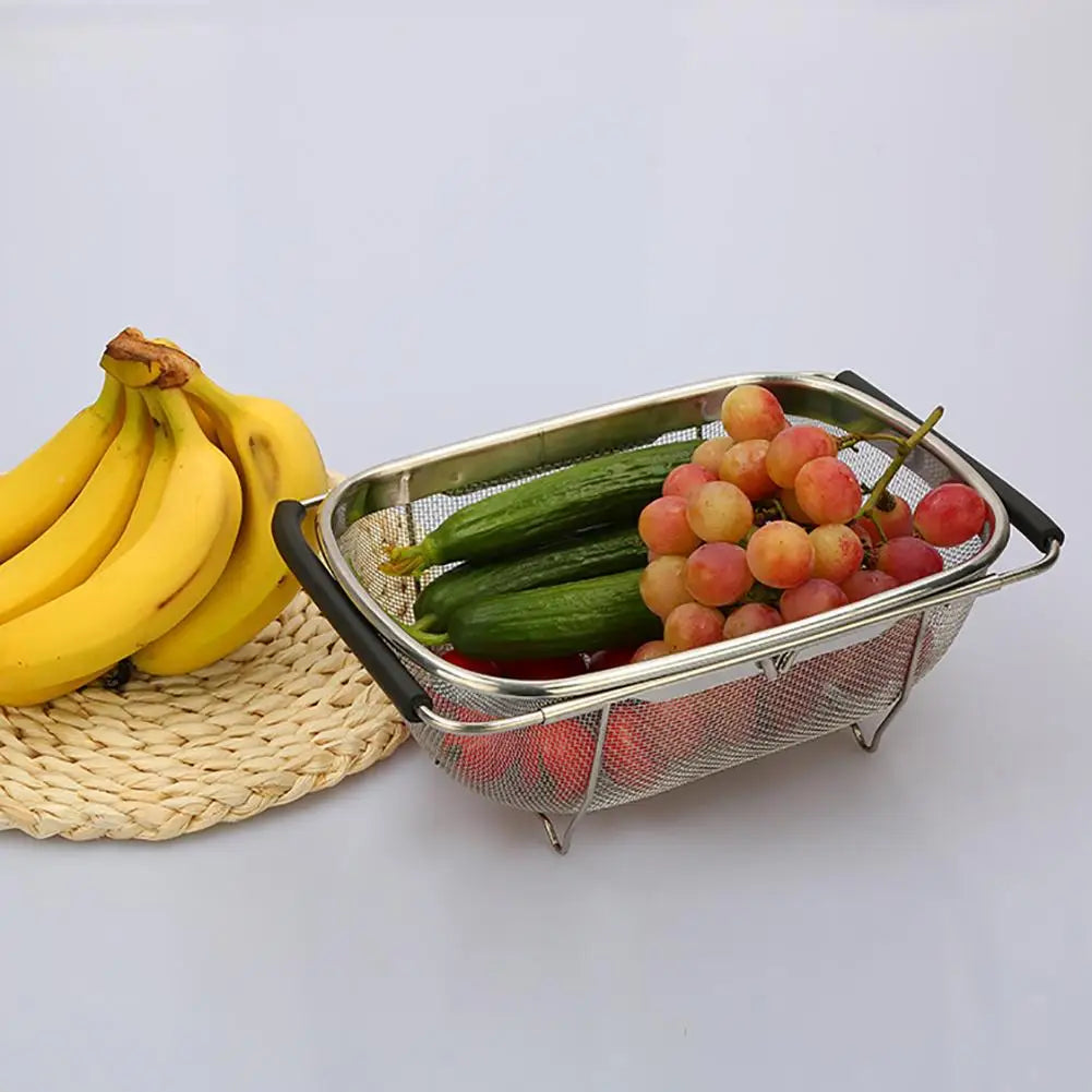 Over The Sink Stainless Steel Colander Strainer Basket, Drain Basket