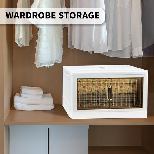 Plastic Storage Bins / Container With Lid, Collapsible Storage Bins, Clear Stackable Storage Bin For Closet