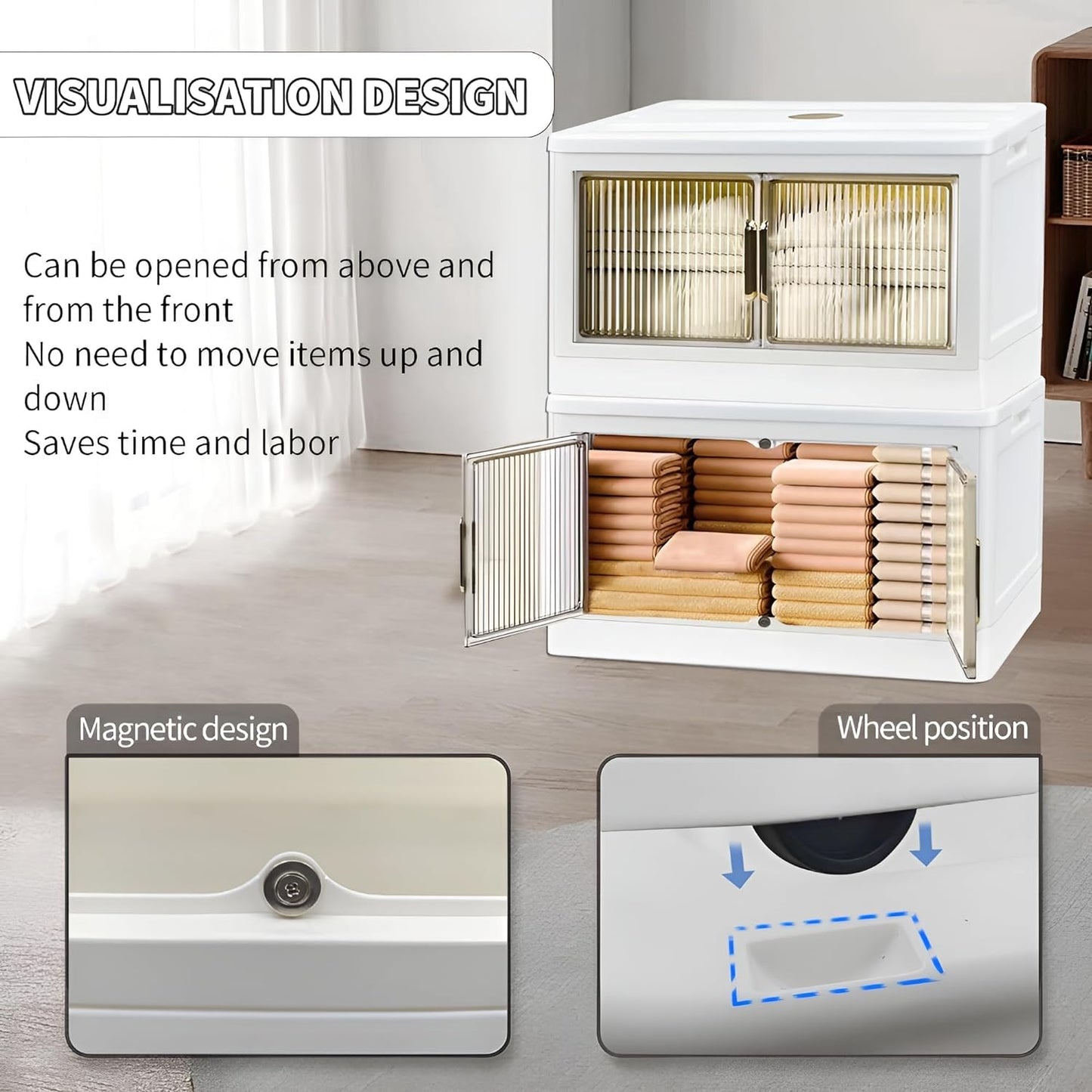 Plastic Storage Bins / Container With Lid, Collapsible Storage Bins, Clear Stackable Storage Bin For Closet