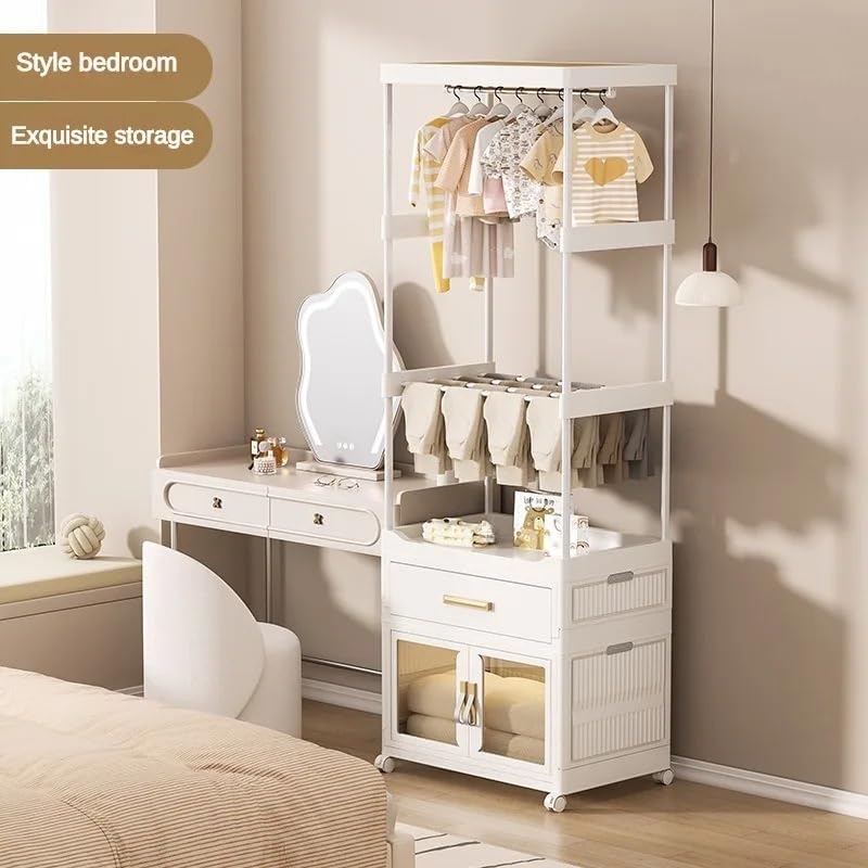 Portable Closet Wardrobe Foldable Clothes Organizer with Cubby Storage
