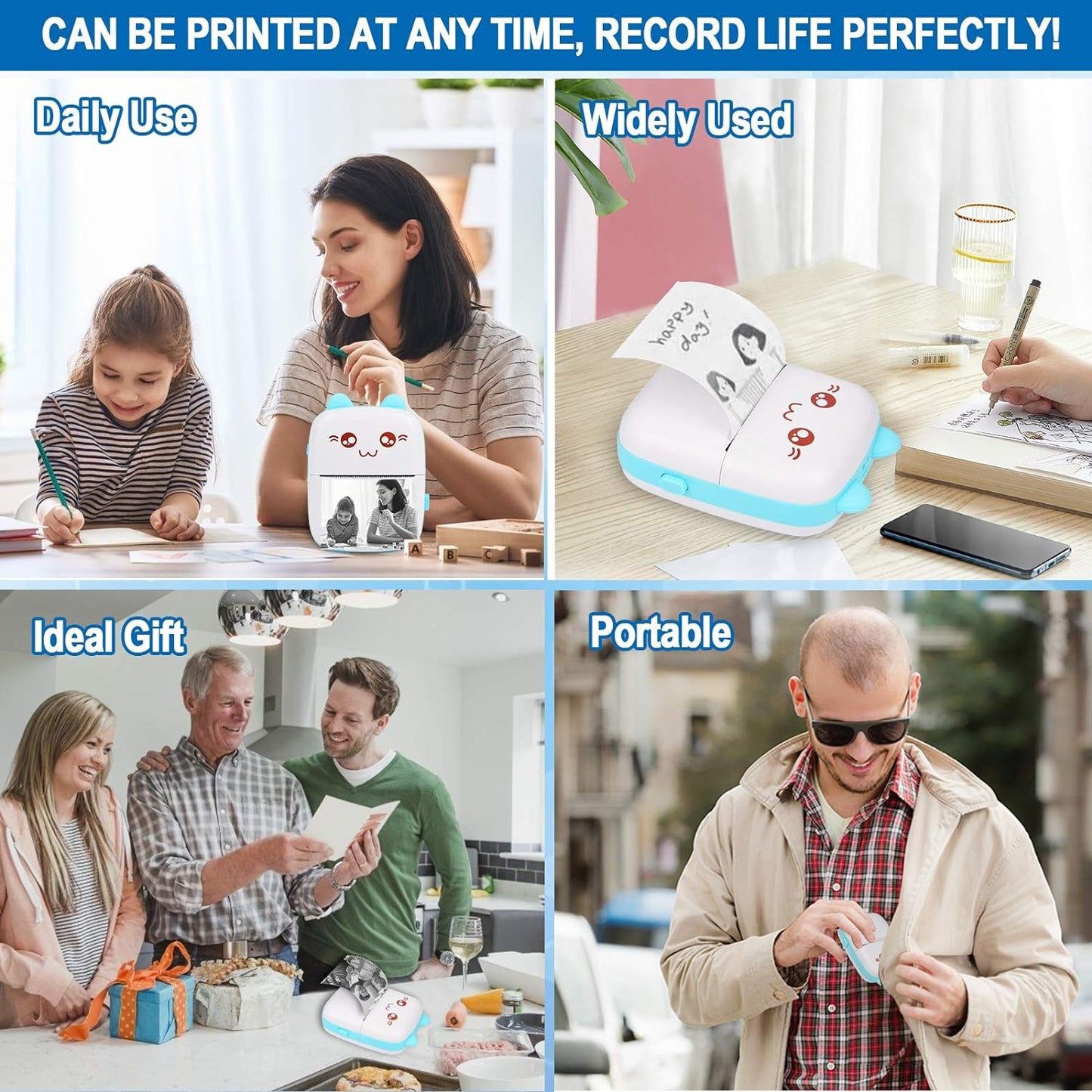 Portable Thermal Mini Photo Printer, Mini Pocket Printer