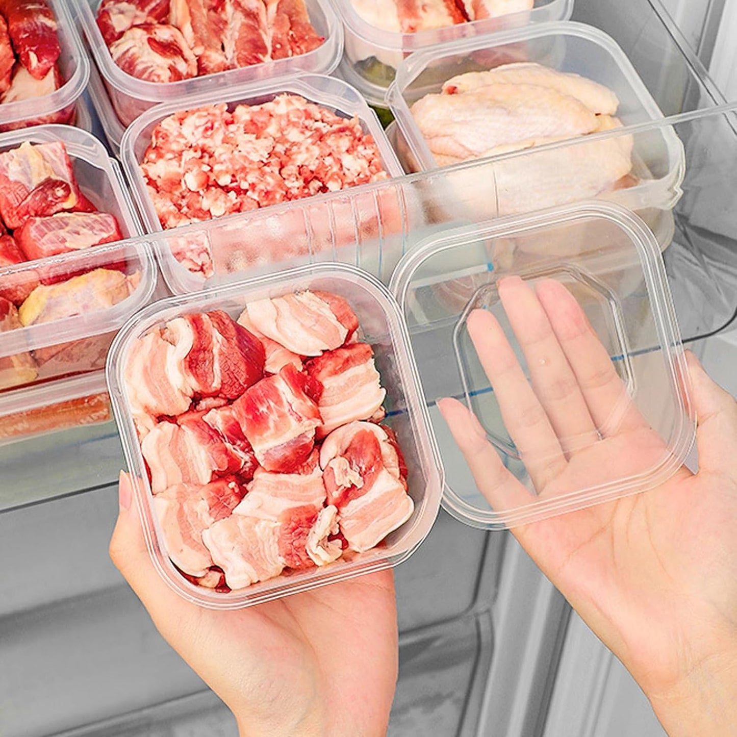 (Pack Of 2) Refrigerator Frozen Meat Preservation Box, Freezer Storage Box