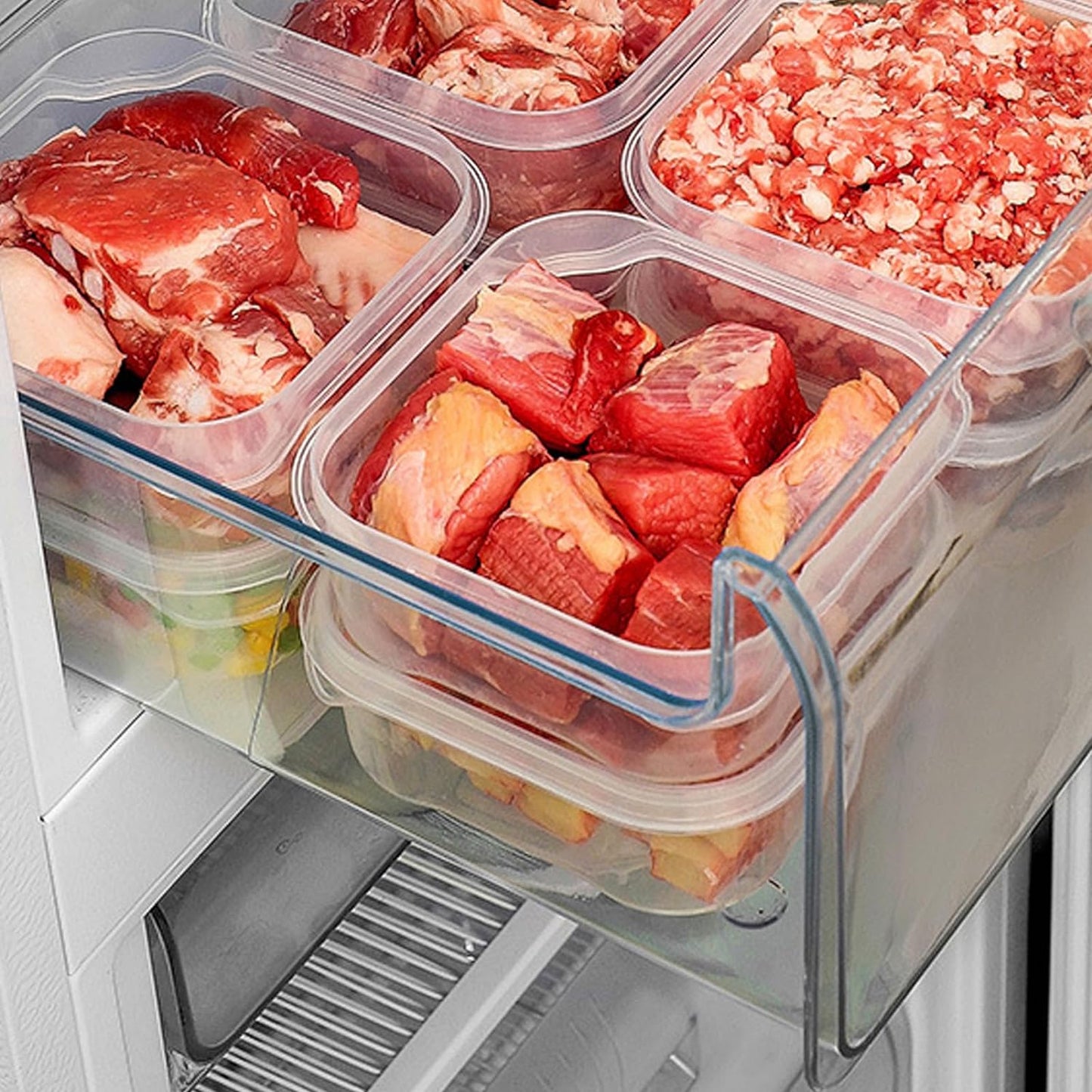 (Pack Of 2) Refrigerator Frozen Meat Preservation Box, Freezer Storage Box