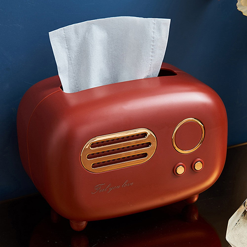 Retro Radio Model Tissue Box, Desktop Paper Holder Decoration Box