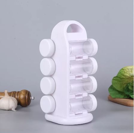 Revolving Spice Rack Organizer With Jars, Kitchen Spice Jars Shelf