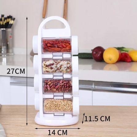 Revolving Spice Rack Organizer With Jars, Kitchen Spice Jars Shelf