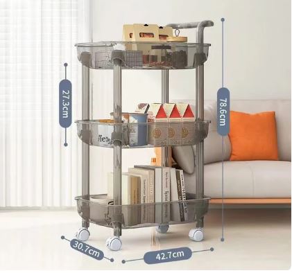 3 Layer Rolling Carts With Wheels For Groceries, Strong Load-Bearing With Low-Noise Multi-Functional Mobile Shelf