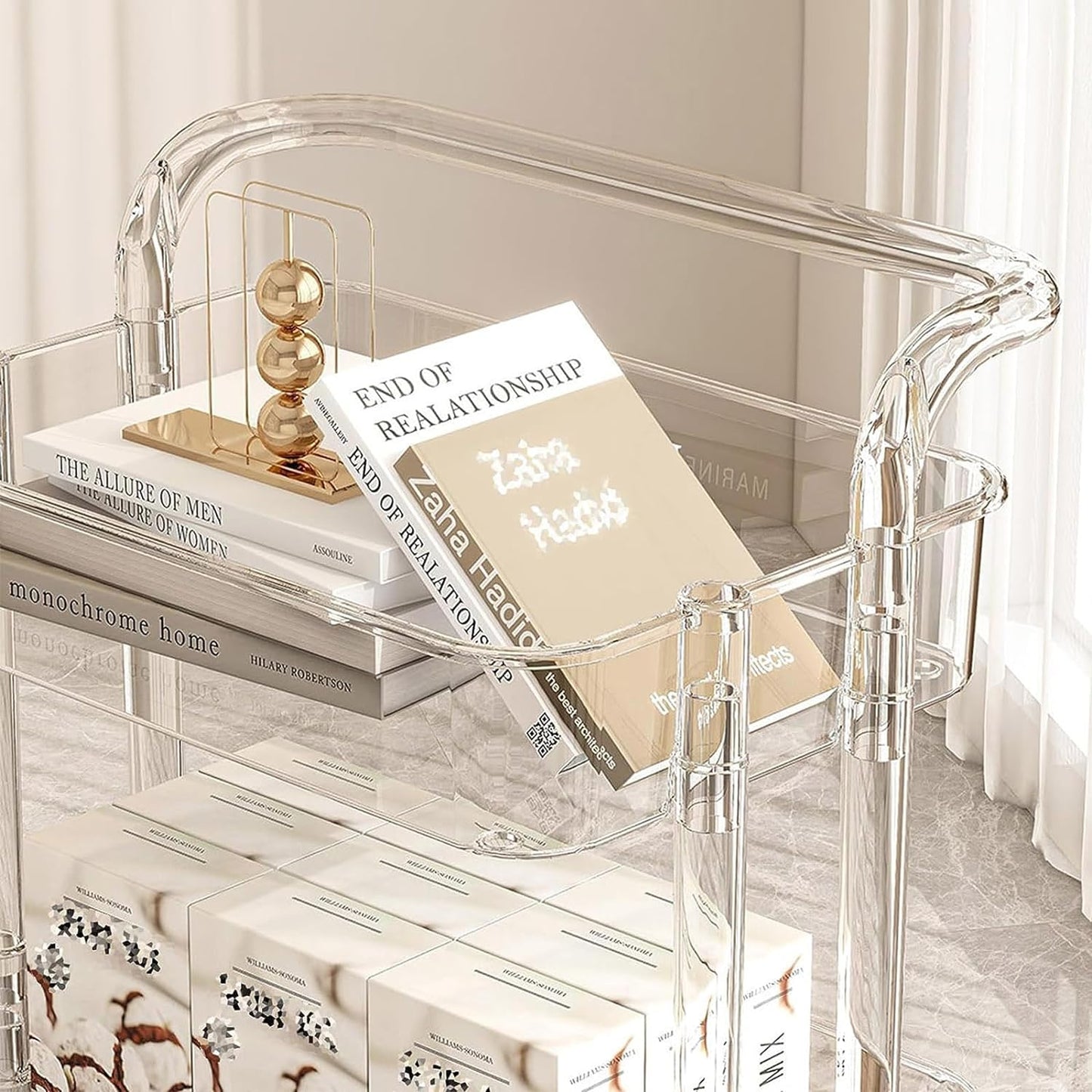 3 Layer Rolling Carts With Wheels For Groceries, Strong Load-Bearing With Low-Noise Multi-Functional Mobile Shelf